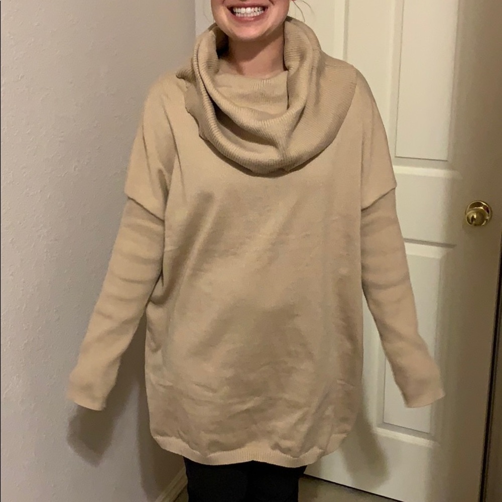 Tan knit sweater dress